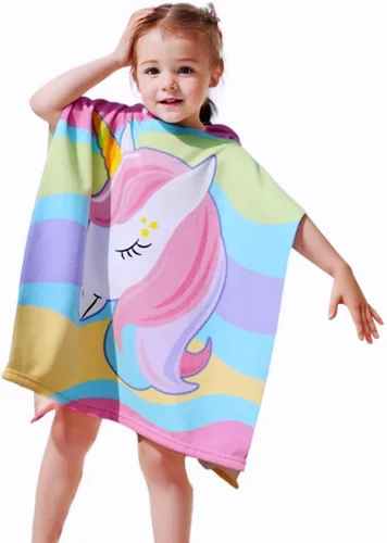 Miniatura 11 de Toalla de playa con capucha de microfibra ligera para niños, niños pequeños, baño / alberca / poncho de natación, encima del traje de baño.