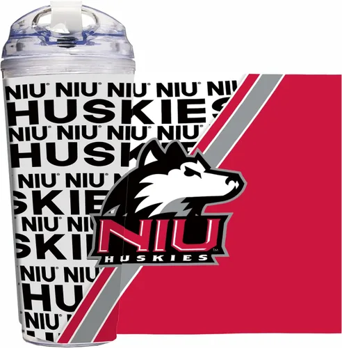 Miniatura 76 de Rico Industries Taza acrílica NCAA estándar de 24 onzas con tapa con bisagra, taza de doble pared oficialmente licenciada con pajita