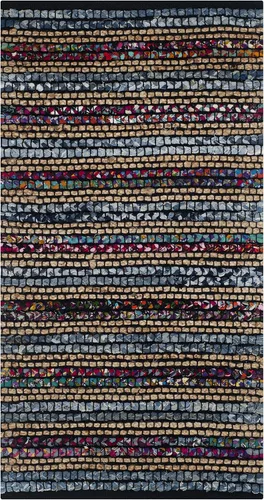 Miniatura 3 de SAFAVIEH Cape Cod Collection CAP361A - Alfombra decorativa de algodón y yute trenzada, hecha a mano, de 2 pies 3 pulgadas x 4 pies, color azul/multi