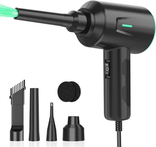 Meudeen Plumero de aire - Soplador de aire eléctrico - Limpieza de alta potencia de 5.74 oz para computadora - PC - Aire comprimido de 2 engranajes
