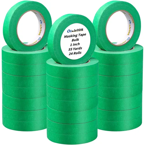 Miniatura 12 de Oleitodh 15 rollos de cinta roja para pintores a granel de 1 pulgada x 825 yardas, cinta de enmascarar para pintores sin residuos, cinta de pintura