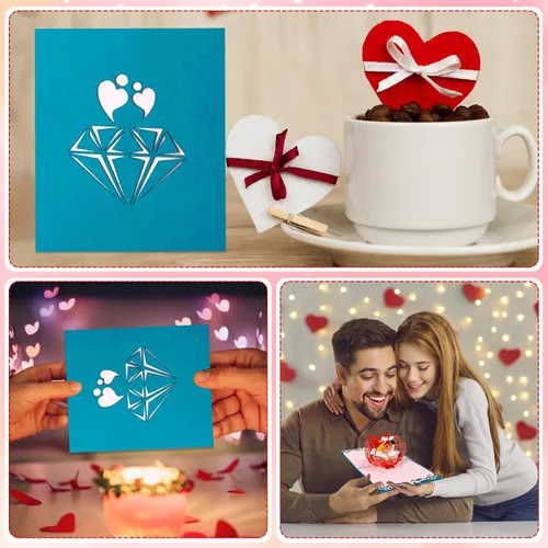 Miniatura 5 de FLYAB Tarjeta desplegable para el día de San Valentín, tarjeta de San Valentín desplegable para ella, él, novia, novio, esposa, marido, regalo