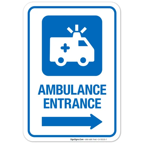 Miniatura 10 de Letrero de hospital de entrada de ambulancia con flecha derecha, 12 x 18 pulgadas, aluminio 063 libre de óxido, resistente a la decoloración