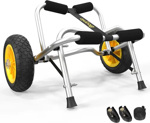 Bonnlo Carro para kayak Canoa Carruaje Accesorios para kayak de pesca Portador Plegable Plataforma de remo Carro de remolque para bote Transporte