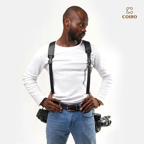 Miniatura 7 de C Coiro Camera Harness for 2 Cameras Dual Shoulder Leather Camera Strap for DSLR/SLR, Camera Straps for Photographers Negro