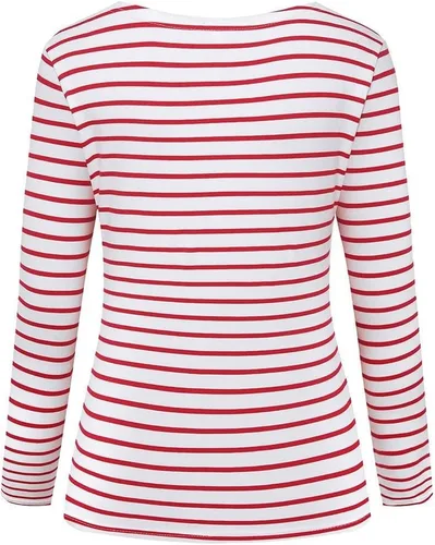 Miniatura 3 de LilyCoco Camisa de manga larga a rayas para mujer, cuello barco, camiseta de ajuste holgado Breton