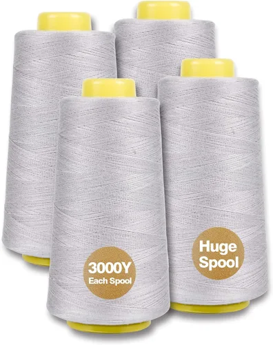 Miniatura 17 de Hilo de serger jaspeado, hilo multiusos para costura, poliéster, 4 conos de 3000 yardas cada carrete para máquina de coser 4 Arco iris