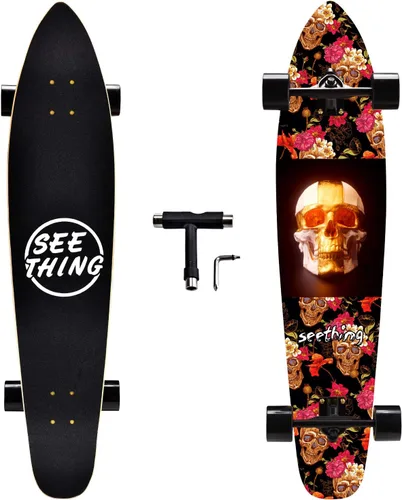 Miniatura 14 de Patineta de 42 pulgadas de largo completo Cruiser Pintail, el original Artisan Maple Skateboard Cruiser Pintail para crucero, tallado, estilo libre