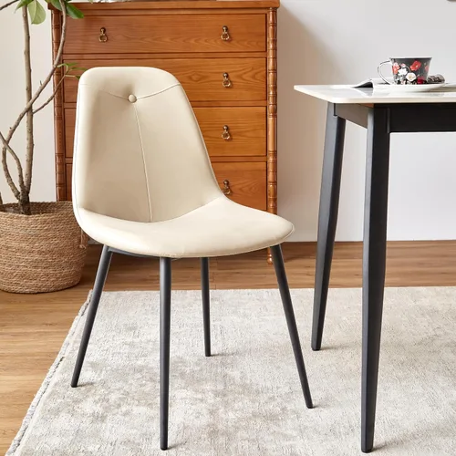 Juego de 2 sillas de comedor con respaldo alto, sillas modernas de cocina y comedor de mediados de siglo, sillas tapizadas de piel sintética,