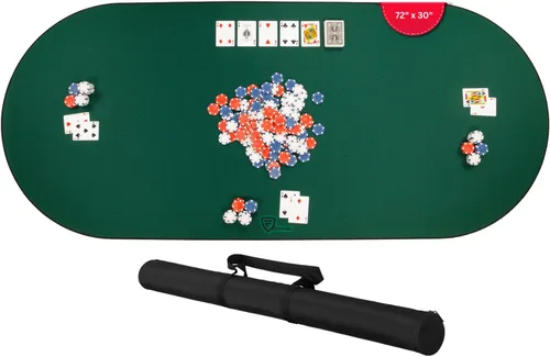 Miniatura 23 de Alfombrilla para Juego de Mesa 42 x 66 Pulgadas, Alfombrilla Mahjong para Mesa con Bolsa de Transporte, Alfombrilla de Neopreno Antideslizante, Azul