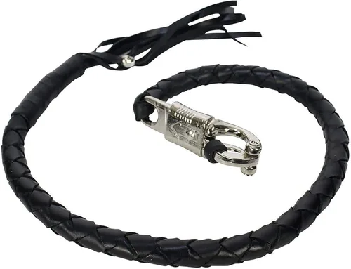 Miniatura 6 de Dream Apparel Látigo de Cuero para Motocicleta "Get Back" de 36 Pulgadas para Manillar con Flecos para Motociclista, Negro y Blanco Negro & blanco