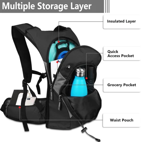 Miniatura 6 de NONSAR Mochila de hidratación de 3L con bolsa de agua, mochila de agua aislada para mujeres, hombres, niños, mantiene los líquidos frescos hasta 5