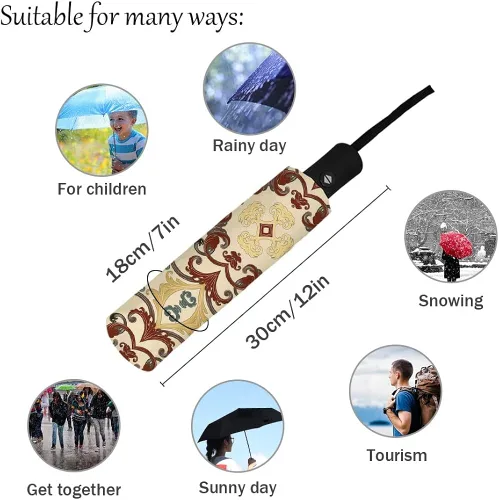 Miniatura 4 de DHDM Automatic Beach Umbrella Outdoor Adults Printed Rain Umbrella for Men Parasol