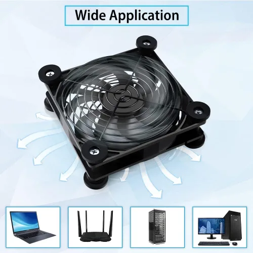 Miniatura 4 de Paquete de 2 rodamientos de doble bola de ventilador USB silencioso de 4.724 in, ventilador USB de 5 V, con controlador de velocidad de 3 grados