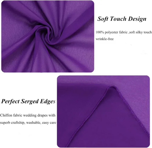 Miniatura 4 de FUHSY Cortinas moradas para arco de boda, 6 yardas, 2 paneles de tela de gasa, cortinas de techo para bodas, cortinas moradas para telón de fondo