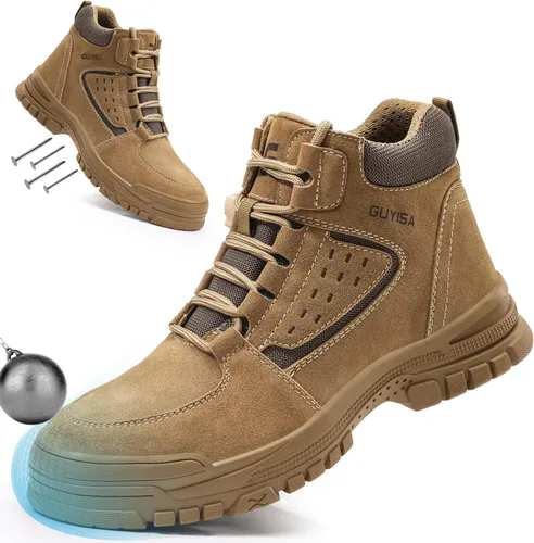 Miniatura 8 de Botas de punta de acero para hombre, botas de trabajo ligeras para hombres, botas de seguridad altas con suela media Kevlar resistente a pinchazos