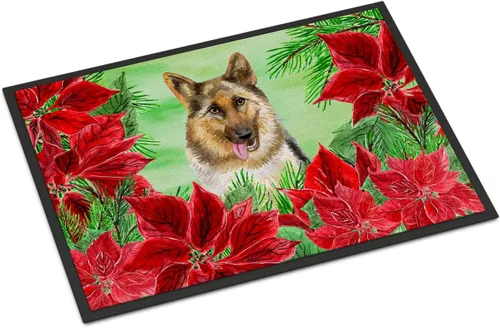 Miniatura 122 de Caroline's Treasures CK1311MAT Cavalier Spaniel Poinsettas - Felpudo de 18 x 27 pulgadas, tapete para puerta delantera, interior y exterior