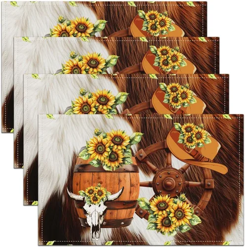 Miniatura 21 de Juego de 4 manteles individuales con diseño de hongos de dibujos animados para cocina, fiesta, manteles individuales de tela lavable con hongos