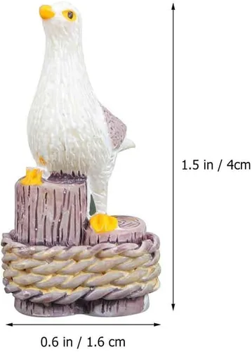 Miniatura 2 de Amosfun Juego de 6 mini figuras de gaviota de resina para exteriores, decoración de gaviota costera de 1.57 pulgadas, esculturas pequeñas de aves