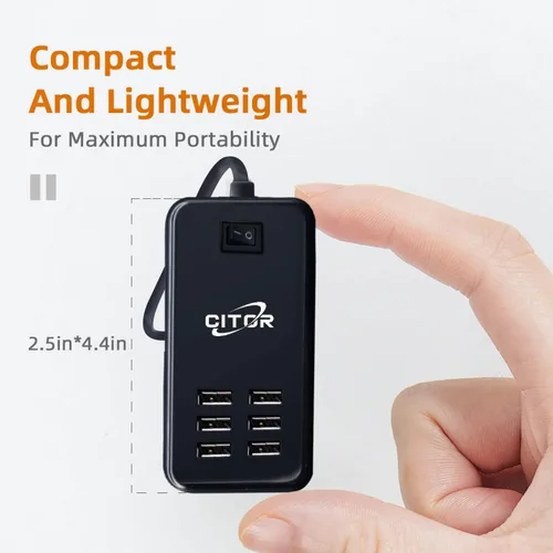 Miniatura 6 de Cargador USB multipuerto, estación de carga USB de 6 puertos para múltiples dispositivos, teléfono, tableta, regleta de alimentación con interruptor