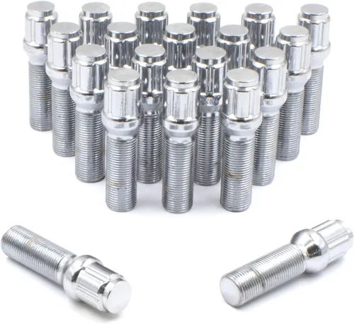 Miniatura 13 de Wheel Accessories Parts 20 pernos de rosca M12 x 1.5 12 x 1.5 para asiento de bellota, acabado cromado, vástago de 1.181 in de longitud, llave