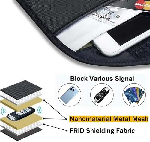 Miniatura 4 de Bolsa de bloqueo de señal, bolsa de protección con GPS RFID Faraday, funda de protección para teléfono celular y llavero de automóvil, antirastreo 4
