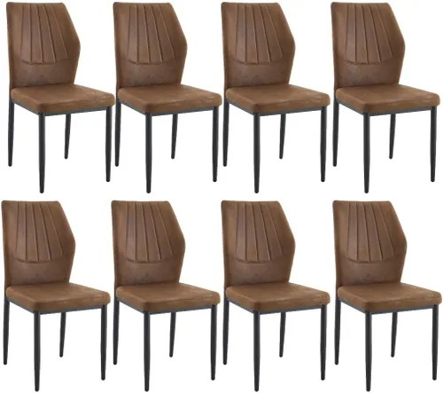 Miniatura 16 de Juego de 4 sillas de comedor negras, modernas sillas de cocina de piel sintética con cojín suave y patas de metal negro, impermeables y fáciles