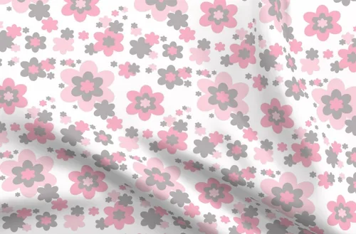 Miniatura 4 de Spoonflower Tela - Rosa Gris Gris Floral Niña Nursery Flower Room Impreso en tela Minky por The Yard - Cobijas de bebé Coser Edredón de felpa