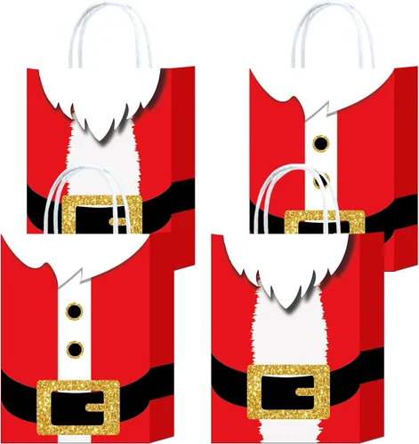 Miniatura 13 de HongXingHai Bolsas de regalo de Navidad con asas, paquete de 16 bolsas de papel kraft con diseño de copo de nieve, bolsas reutilizables para fiestas