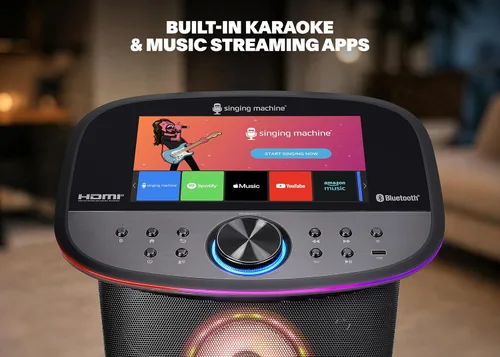 Miniatura 3 de Singing Machine Platinum Plus - Sistema de karaoke todo en uno con 2 micrófonos inalámbricos, Bluetooth/WiFi, altavoz de sonido portátil premium