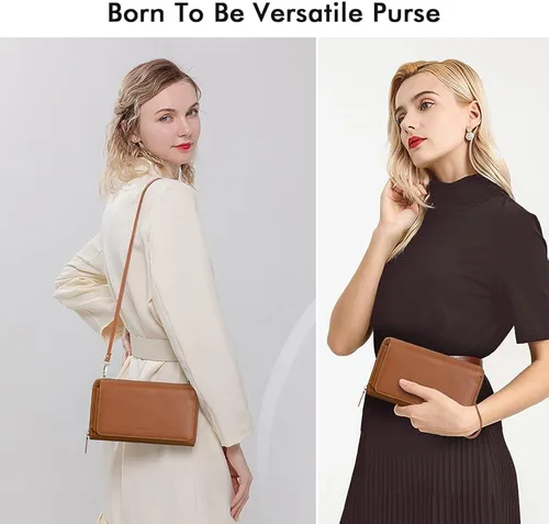 Miniatura 2 de RONSIN Cartera cruzada para mujer, tarjetero RFID, 2 correas