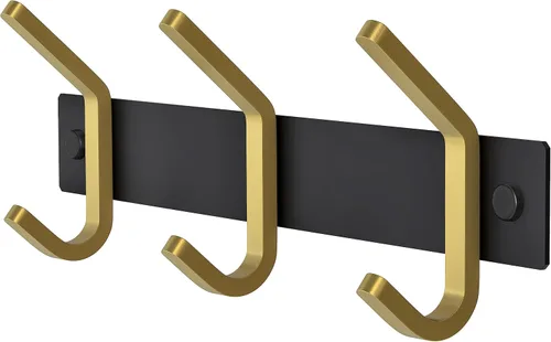 Miniatura 26 de Perchero de Abrigos Pequeño Negro Mate para Pared – Riel de Ganchos de Acero Inoxidable de 6 Pulgadas con 2 Ganchos Dobles para Abrigos