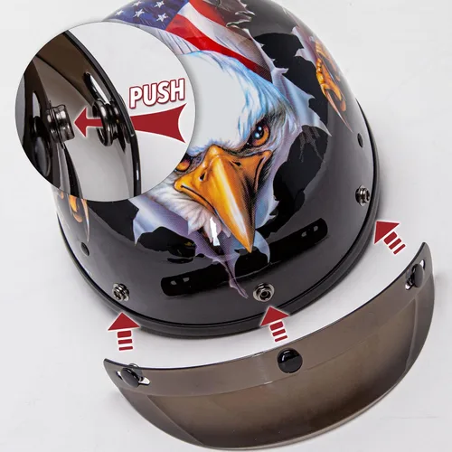 Miniatura 3 de Cartman Cruiser Scooter Casco de media cara para motocicleta, gráficos patrióticos de Eagle USA, aprobado por DOT para bicicleta, scooter, ATV, UTV