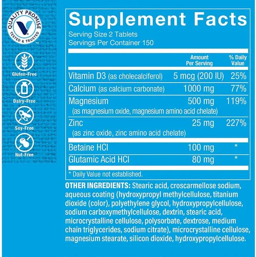 Miniatura 2 de Calcio-Magnesio-Zinc con Vitamina D - Apoya Huesos Saludables (300 Tabletas)