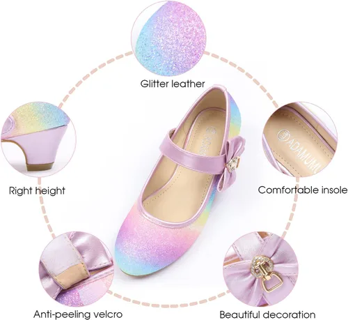 Miniatura 2 de ADAMUMU Zapatos de tacón bajo para niñas (niños pequeños)