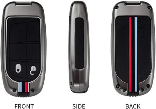 Miniatura 4 de ontto Funda de metal para llavero de automóvil, protección completa para Jeep Grand Renegade Cherokee Smart Remote Car Key Holder para Dodge