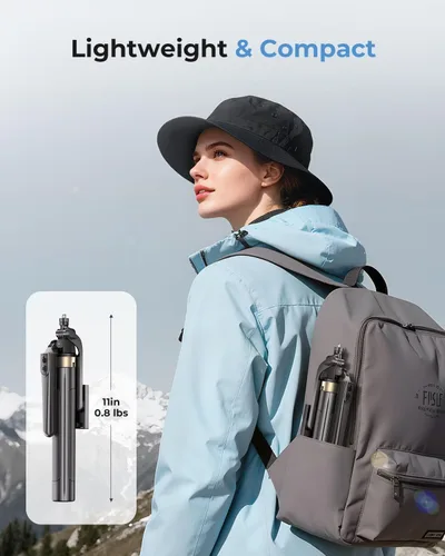 Miniatura 8 de Trípode de teléfono de 72 pulgadas, trípode para iPhone con control remoto inalámbrico, palo selfie portátil para iPhone, transmisión en vivo, Negro