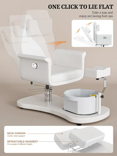 Miniatura 4 de OKAKOPA Silla de pedicura sin fontanería para tecnología de uñas, estación de pedicura portátil con soporte de pedicura y cuencos, silla de spa