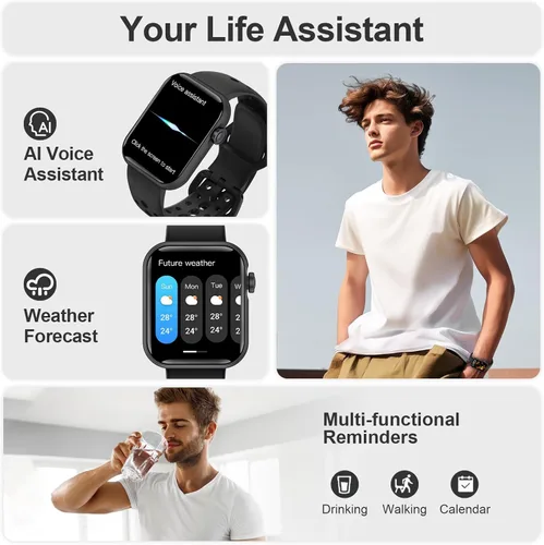 Miniatura 4 de Relojes inteligentes para hombres y mujeres con pantalla HD de 1.83 pulgadas, reloj inteligente de seguimiento de actividad física para teléfonos
