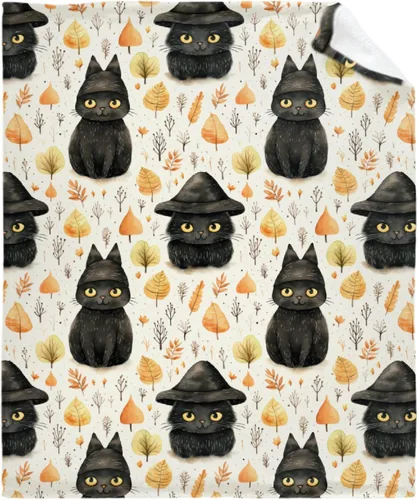 Miniatura 2 de Manta de bebé de Halloween con hojas de otoño y gato negro, súper suave, manta acogedora para recién nacido, manta de recepción para bebé, manta