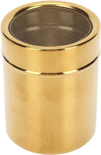 Coctelera de azúcar en polvo de acero inoxidable para condimentos de café de cacao, canela, 2.8 x 3.5 in, agitador de malla fina con tapa de rosca,