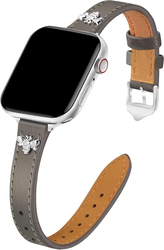 Miniatura 25 de JR.DM Correas de cuero delgadas compatibles con Apple Watch Band 1.496 in 1.575 in 1.614 in 1.654 in 1.732 in 1.772 in 1.811 in 1.929 in, correa