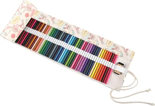 Surblue Estuche de lona para lápices con 72 ranuras para lápices de colorear, organizador de pinceles de pintura, bolsa de almacenamiento portátil