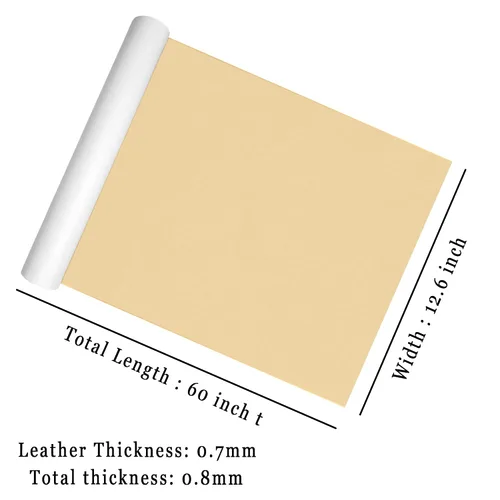 Miniatura 3 de Kit de parches de reparación de cuero para muebles de 12.6 x 60 pulgadas, cinta de cuero autoadhesiva duradera e impermeable beige, parche de cuero
