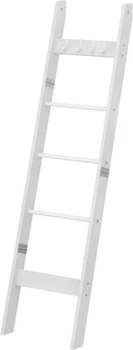 Miniatura 9 de Hzuaneri Escalera para manta para sala de estar, estante decorativo para edredón con 4 ganchos extraíbles, 5 niveles de soporte de escalera de Blanco