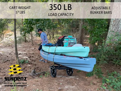 Miniatura 3 de Suspenz Carro de transporte de canoa para kayak, carrito de transporte todoterreno con ruedas sin aire y soporte no planas, capacidad de carga
