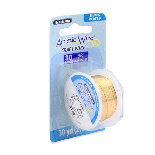 Miniatura 24 de Artistic Wire Alambre de Cobre Coloreado Plateado en Plata Resistente al Deslustre para Manualidades y Envolver Joyería, Resistente al Deslustre