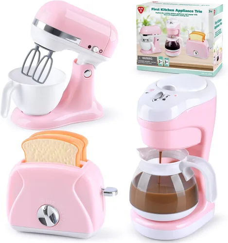 Juguetes de electrodomésticos de cocina, juego de accesorios de cocina para niños, juguetes de cocina de simulación para niños de 4 a 8 años, Rosa