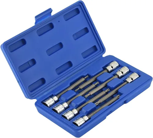 Miniatura 4 de NEIKO 10080A - Juego de llaves de vaso de 3/8 pulgadas extra largas Torx Star Bit 7 piezas T10 a T40 4-3/8 pulgadas de longitud