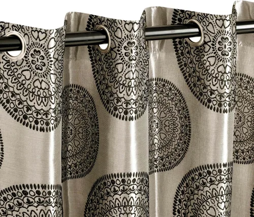 Miniatura 2 de Superior Cordon - Cortinas de jacquard para habitación y ventana, con ojales de acero inoxidable, clásico ecléctico transicional, juego de 2 paneles